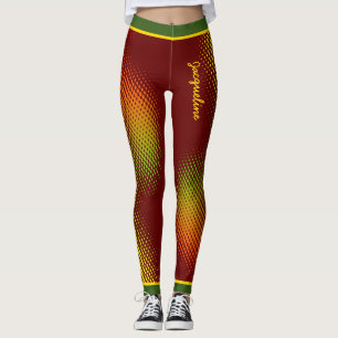 Legging Abstrato no Caribe Cores com Nome no DARK RED