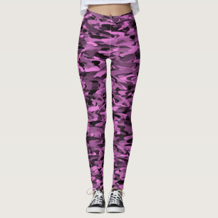 Legging Abstrato Padrão preto roxo