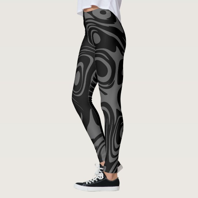 Legging Abstrato, padrão suave, preto e Cinza (Esquerda)