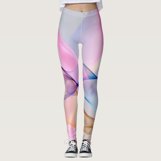 Legging Abstrato Pastel Tecido Fluxo (Frente)