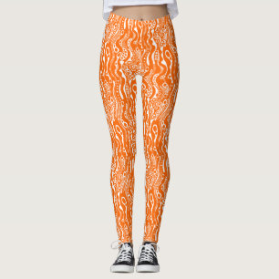 Legging Abstrato Pattern 130621 - Laranja e branco