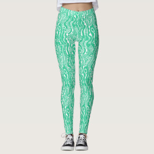 Legging Abstrato Pattern 130621 - Sea Green on White