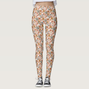 Legging Abstrato Pintado Mão Padrão Floral- 23136 Pequeno 