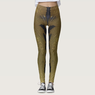 Legging Abstrato preto branco e Dourado de espiral quic mo