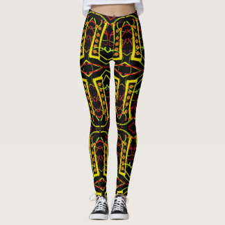 Legging Abstrato preto e amarelo