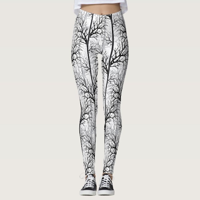 Legging Abstrato preto e branco (Frente)