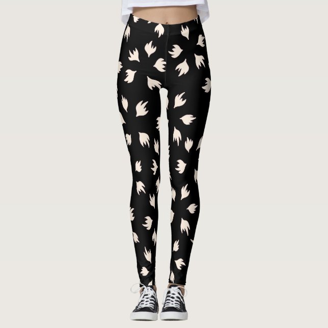 Legging abstrato preto e branco (Frente)