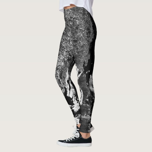 Legging Abstrato preto e branco com nome personalizado (Esquerda)