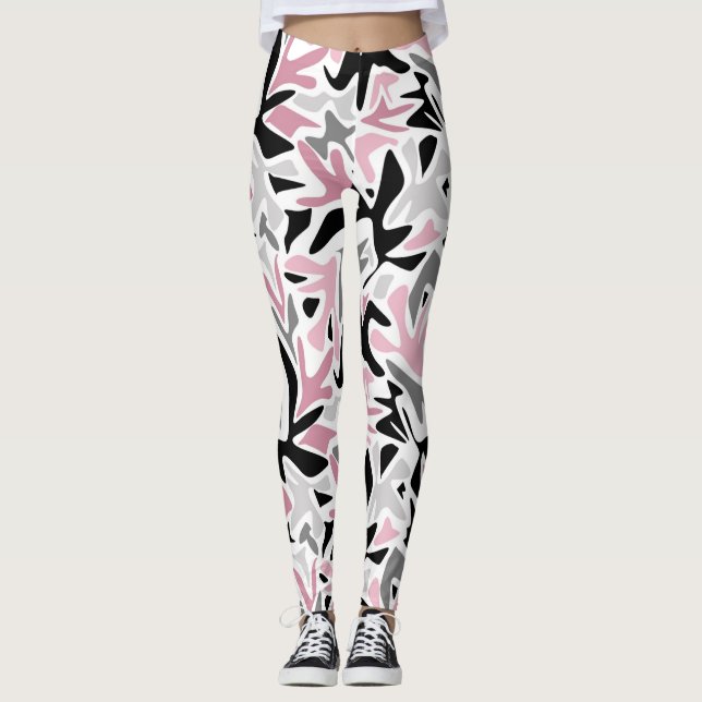 Legging Abstrato, Preto e Rosa, Juventude, Pílula Moderna (Frente)