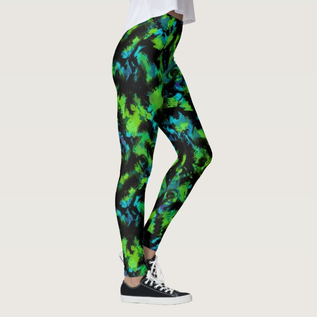 Legging Abstrato preto e verde (Direita)