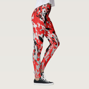 Legging Abstrato preto e vermelho traço e gota