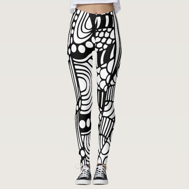 Legging Abstrato preto moderno (Frente)