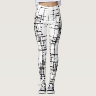 Legging abstrato preto no padrão crocante branco