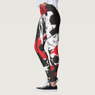 Legging Abstrato preto, vermelho, branco
