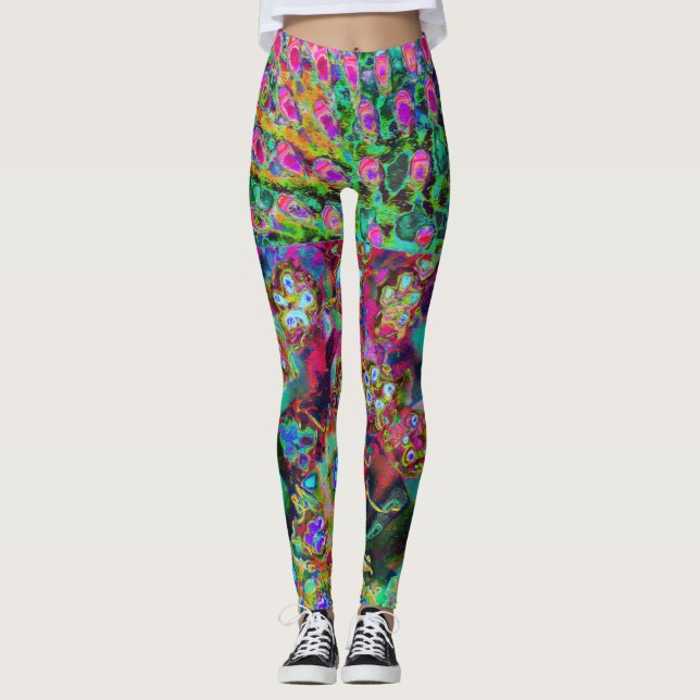 Legging Abstrato psicodélico Groovy Roxo Sedum (Frente)