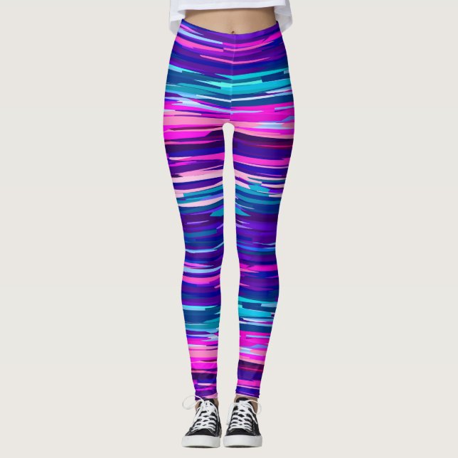 Legging Abstrato púrpura, rosa e azul (Frente)