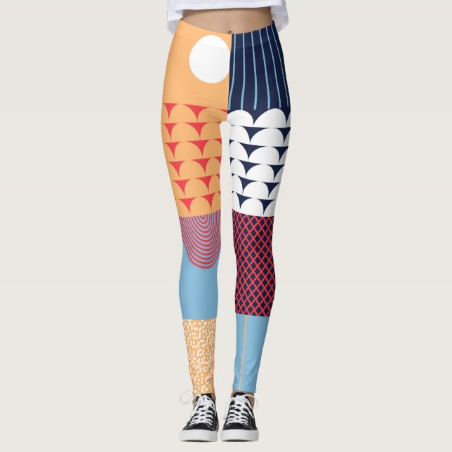 Legging Abstrato quadrado trabalho de arte: design geométr (Frente)