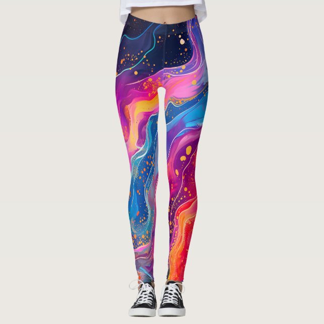 Legging Abstrato Rainbow Design Cosmic Splash (Frente)
