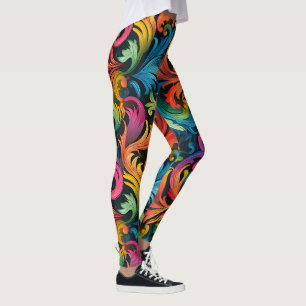 Legging Abstrato Rainbow Leaf Pattern