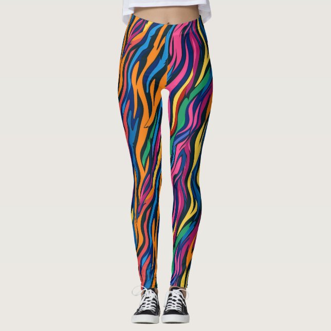 Legging Abstrato Rainbow Zebra Pattern (Frente)