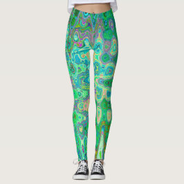 Legging Abstrato - Retrô de Mosaico Verde Colorido