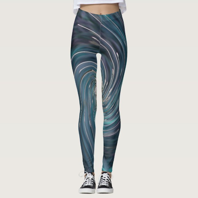 Legging Abstrato-Retro-preto e espiral cósmica em tom lega (Frente)
