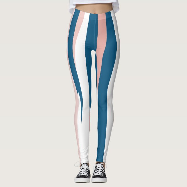 Legging Abstrato rosa azul e branco (Frente)