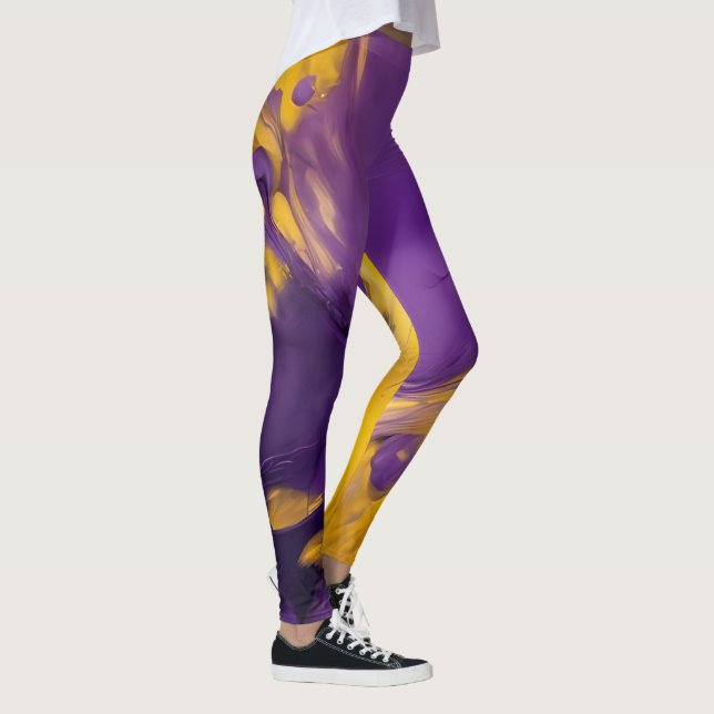 Legging Abstrato Roxo e Dourado (Direita)