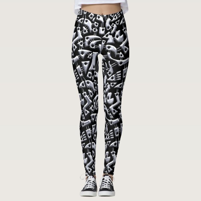 Legging Abstrato Shapes 180318 - Shiny Silver (Frente)