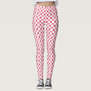 Legging Abstrato simples na moda vermelho bolinhas branco