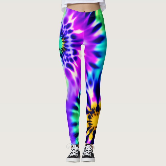 Legging Abstrato Tie Dye Adire Padrão (Frente)