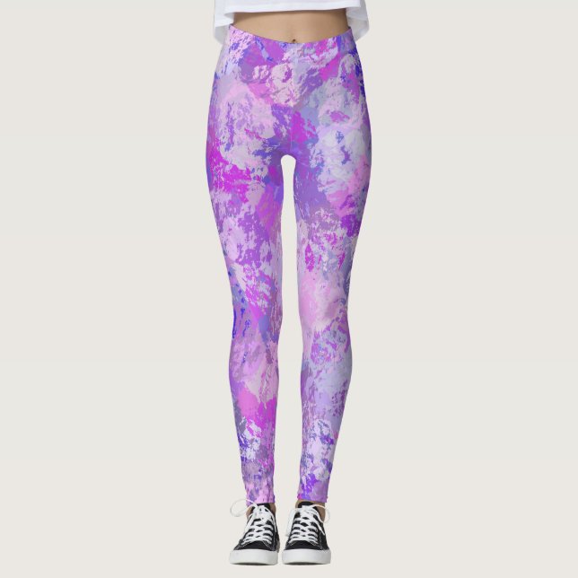 Legging Abstrato Trendy Camo Pink Púrpura Azul (Frente)