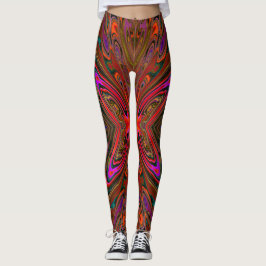 Legging Abstrato Trippy Orange e Magenta Butterfly