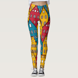 Legging Abstrato urbano: padrão de cidade de vintage