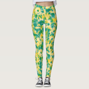 Legging Abstrato Verde e Amarelo Coletor de Água