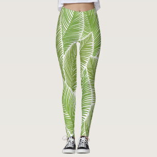 Legging Abstrato verde floral, fundo sem costura.