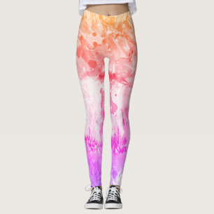 Legging Abstrato Vermelho Amarelo Branco Cor-de-rosa-rosa