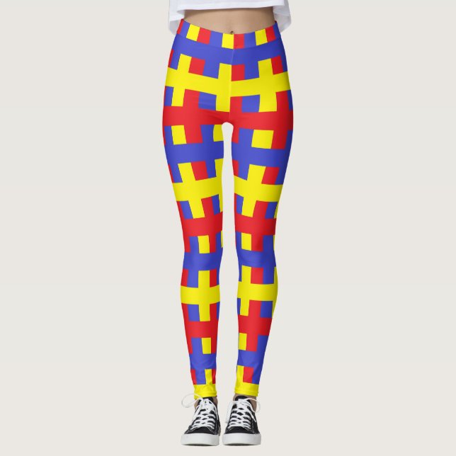 Legging Abstrato vermelho, azul e amarelo (Frente)
