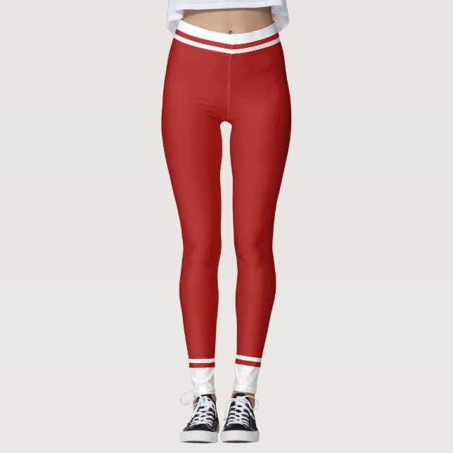 Legging Abstrato Vermelho e Branco Strike (Frente)