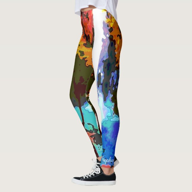 Legging Abstrato Waterfall com nome personalizado (Esquerda)