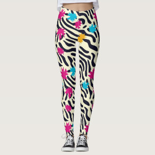 Legging Abstrato Zebra Stripes com pintura folha