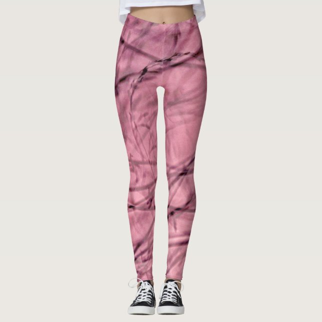 Legging Abstratos Giratórios Rosa e Preto (Frente)