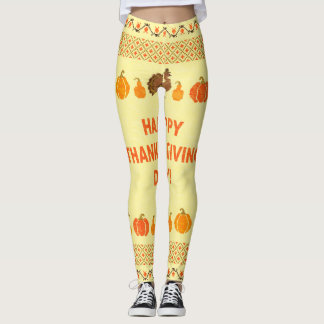 Legging Ação de Graças: design de cartão bordado retrorado