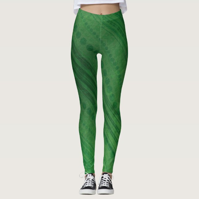 Legging Aceitação | Padrão de Boho Eclético Verde (Frente)