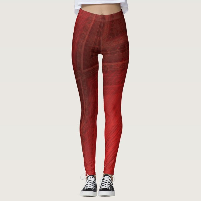 Legging Aceitação | Padrão de Boho Eclético Vermelho (Frente)