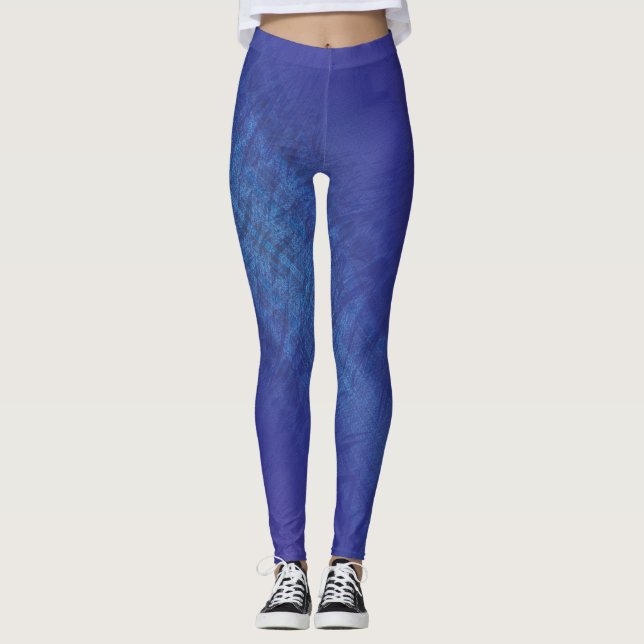 Legging Aceitação | Padrão de Chibori Azul Violeta (Frente)