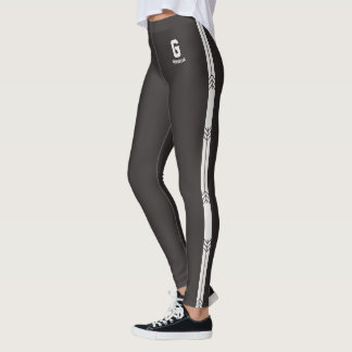 Legging Acentos Cinza Personalizados Listras Neutras Monog