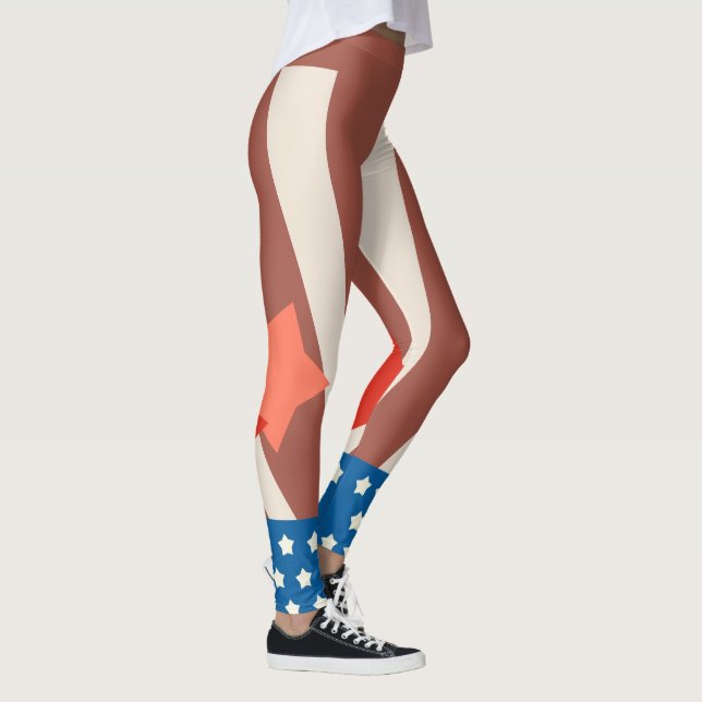 Legging Acentos de Estrela Patriótica Vermelha e Azul Rúst (Direita)