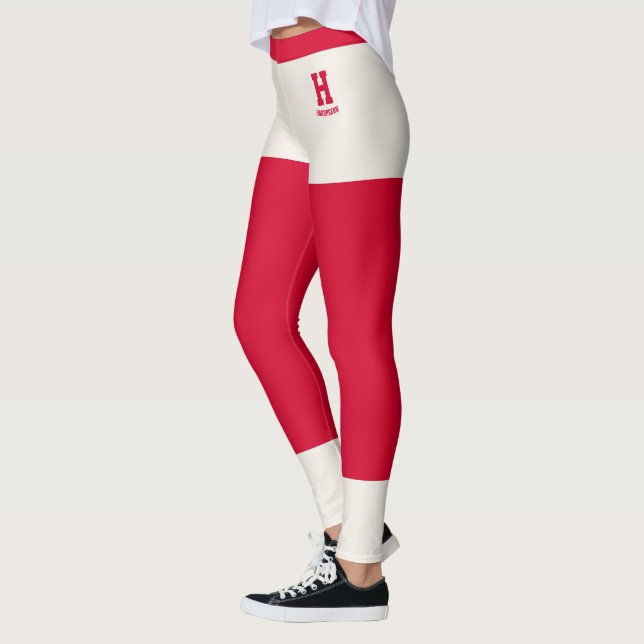 Legging Acentos de Marfim Sólido Vermelho Cereja Personali (Esquerda)