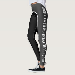 Legging Aço/caneleiras Customisable brancas/do preto texto